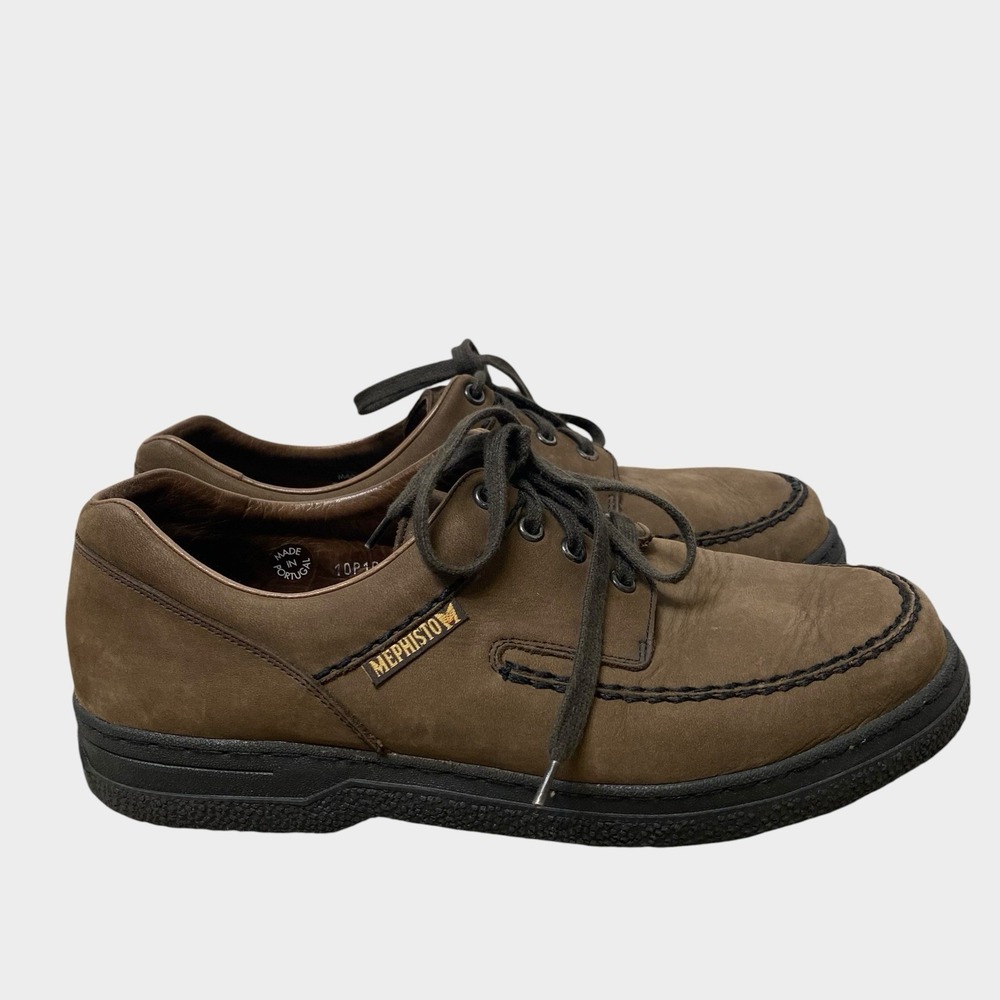 Mephisto Walking Shoes Men 9.5 EU 43 Brown Nubuck Leather Lace-up Made Portugal